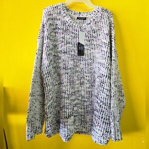 Women’s Cable & Gauge white and purple chunky knit pullover sweater size 3X